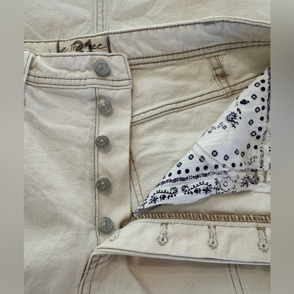 Free People We The Free Mambo Denim Midi Skirt Fringe hem 31 White wash New - Picture 14 of 16